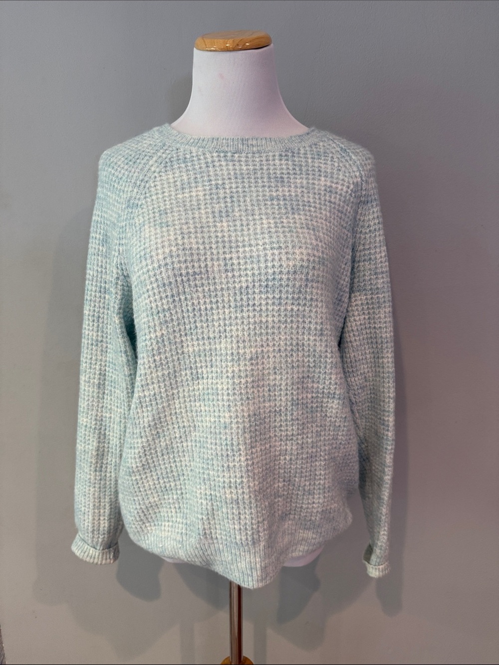 Gap Women's Ice Blue waffle Crewneck Sweater
